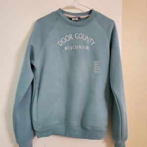 Door County Wisconsin Teal Women's Pullover Sweatshirt Small